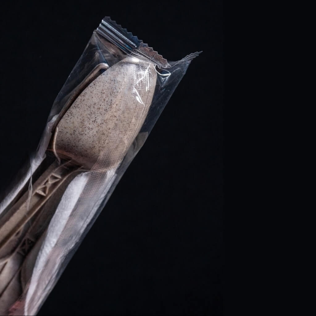 Set of biodegradable, compostable, eco-friendly disposable cutlery
